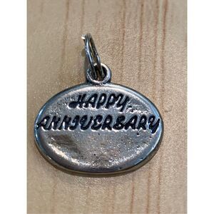 .925 Happy Anniversary Sterling Silver Jewelry Charm